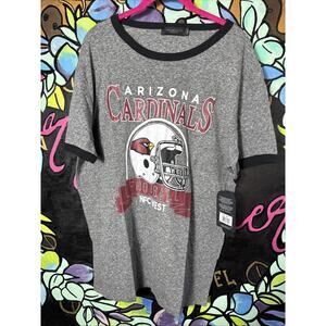 NFL Junk Food Clothing Arizona Cardinals Backyard Ringer Tee T-shir, Large, Grey